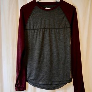 Men’s long sleeve grey/burgundy casual shirt